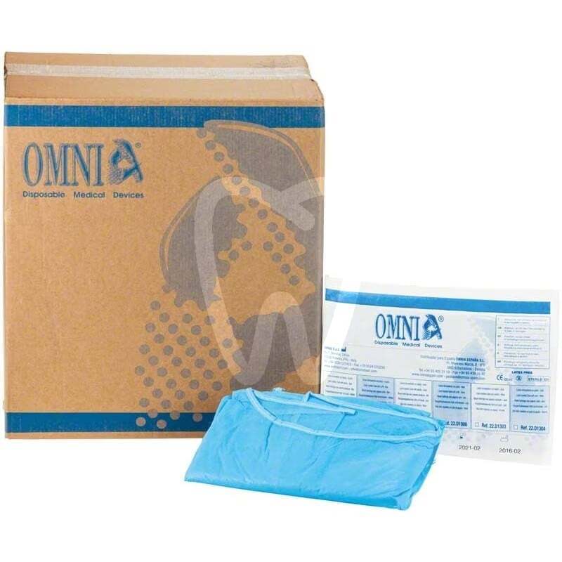 Bata azul tnt con puño desechables omnia