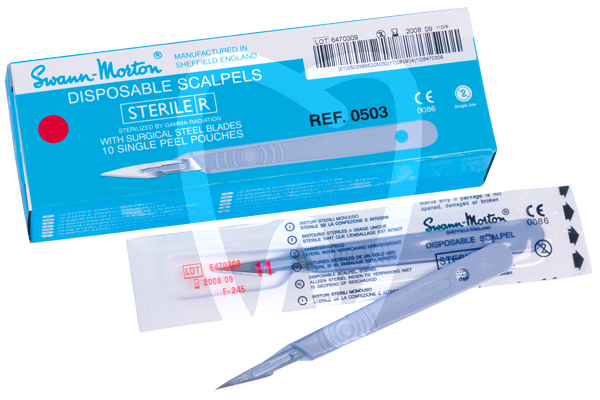 Bisturi desechable con mango instrumental swann morton