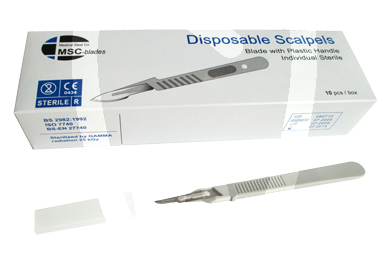 Bisturí desechable con mango instrumental razormed