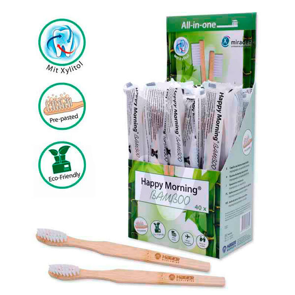 Cepillos biodegradable happy morning bambú con pasta prevención y diagnóstico hager & werken