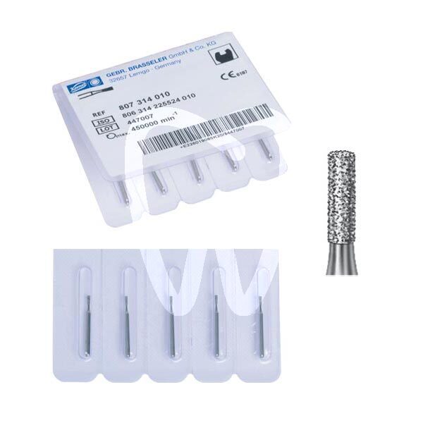 Fresa diamante turbina modelo 835 cilíndrico longitud activa 3 y 4 mm. fresas komet