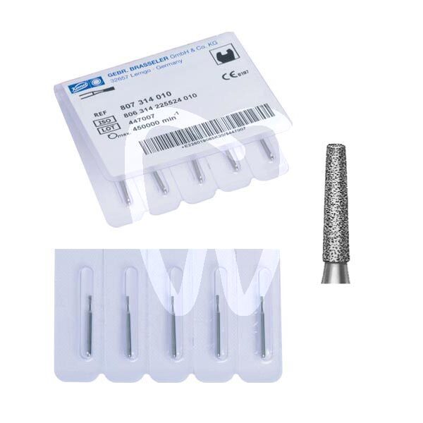 Fresa diamante turbina modelo 847kr hom cónico, borde redondeado longitud activa 8 mm. fresas komet