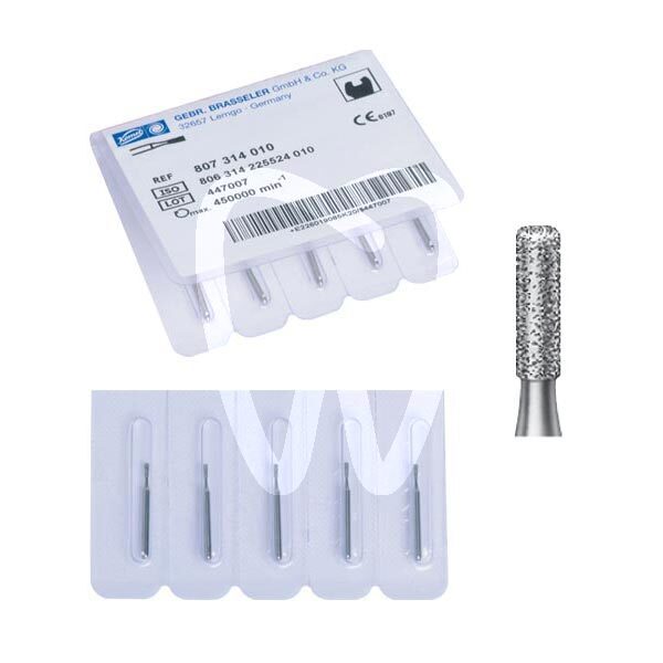 Fresa diamante turbina modelo 853kr cilíndrico corto, borde redondeado longitud activa 3 mm. fresas komet