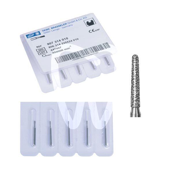 Fresa diamante turbina  modelo 856 cónico con bisel redondo longitud activa 8 mm. fresas komet