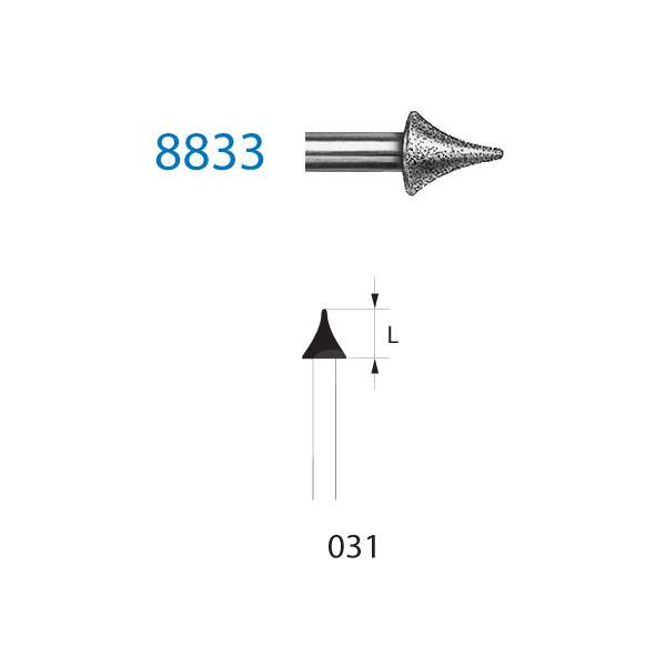 Fresa diamante gorro chino f.g. 8833.314.031 grano fino fresas komet