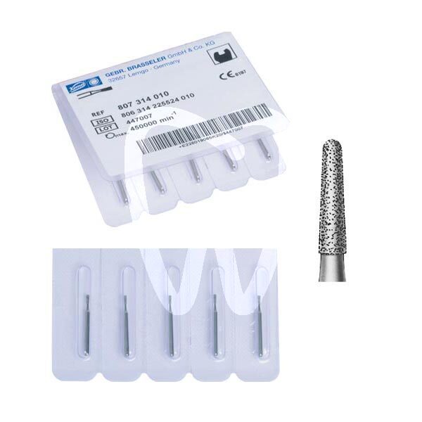 Fresas diamante turbina cónico corto redondo con bisel activa 7mm. modelo 855 fresas komet