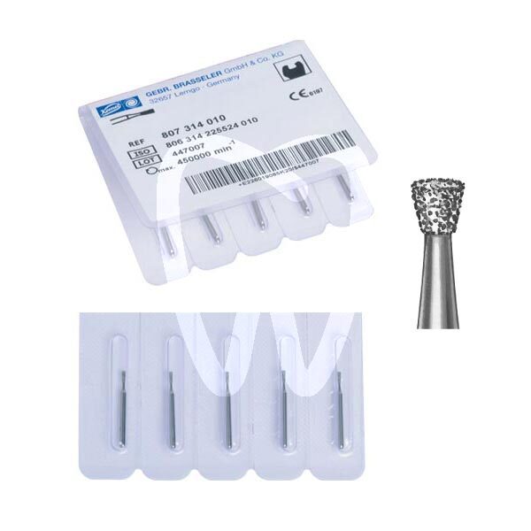 Fresas diamante turbina modelo 805 cono invertido longitud activa 1, 1.2, 1.4 y 1.5 mm. fresas komet