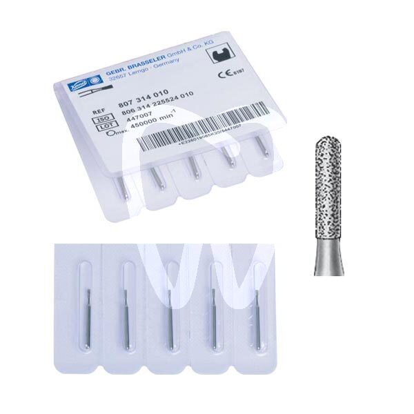 Fresas diamante turbina modelo 838 cilíndrico, corto con punta redonda longitud activa 4 mm. fresas komet