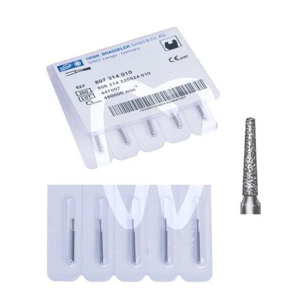 Fresas diamante turbina modelo 846  cónico, corto con hom longitud activa 6 mm. fresas komet