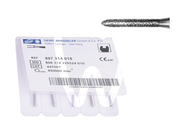 Fresas diamante turbina modelo 878 torpedo paralelo con bisel parte activa 8 mm fresas komet
