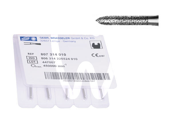 Fresas diamante turbina paralelo corto con bisel/ torpedo modelo 877 fresas komet