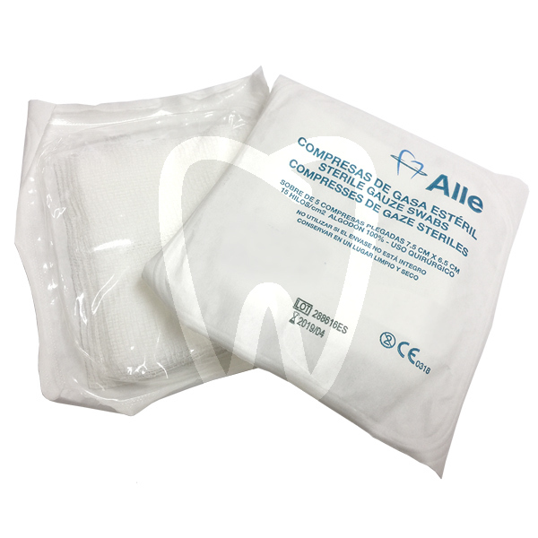 Gasas algodón estériles 7,5x6,5cm desechables alle - euronda