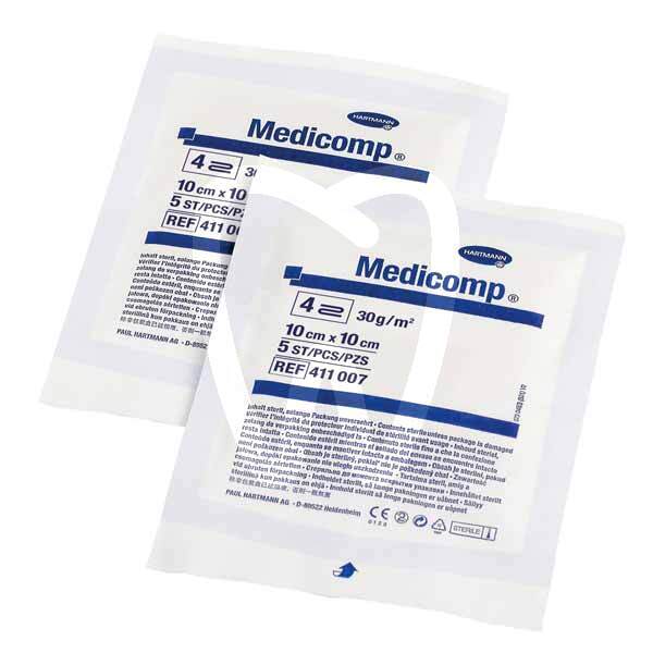 Gasas estéril medicomp 7,5x 7,5 cm. desechables hartmann