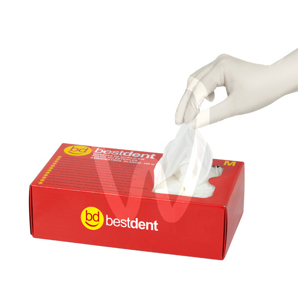 Guantes de nitrilo blanco sin polvo 3g desechables bestdent