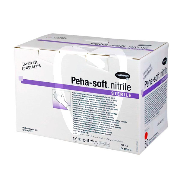 Guantes de nitrilo estériles sin polvo peha soft 50 pares desechables hartmann