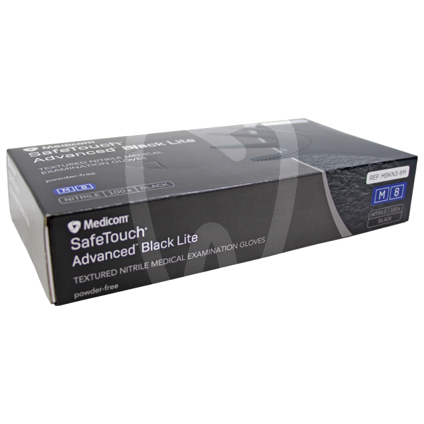 Guantes de nitrilo sin polvo negros desechables medicom