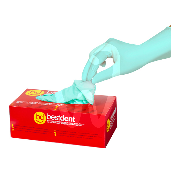 Guantes latex sin polvo aroma menta panel abeja desechables bestdent
