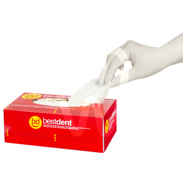 Guantes latex sin polvo panel abeja desechables bestdent