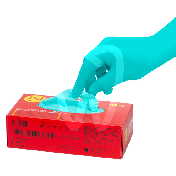 Guantes nitrilo sin polvo verdes desechables bestdent