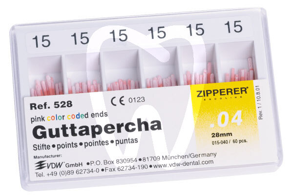 Guttapercha .04 nº 15-40 zipperer-vdw endodoncia vdw