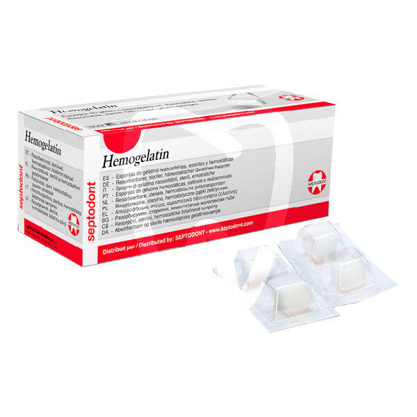 Hemogelatin esponja hemostática agujas y biomateriales septodont