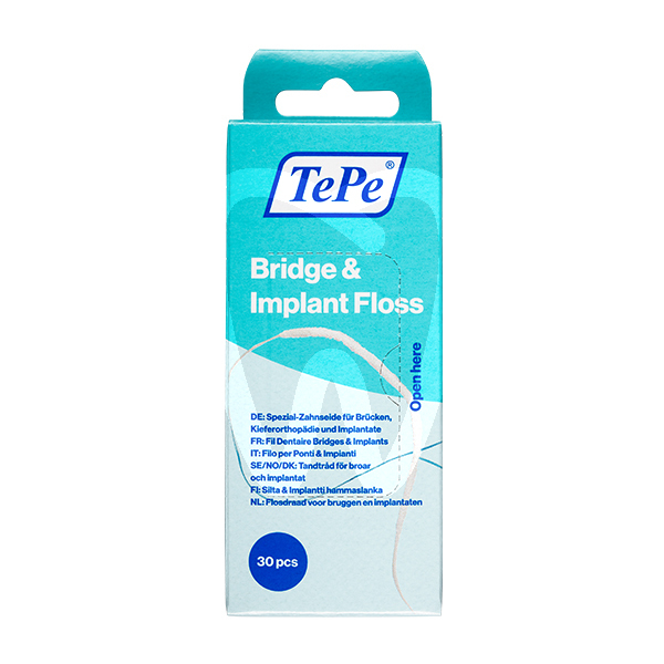Hilo dental para puentes e implantes 30u prevención y diagnóstico tepe