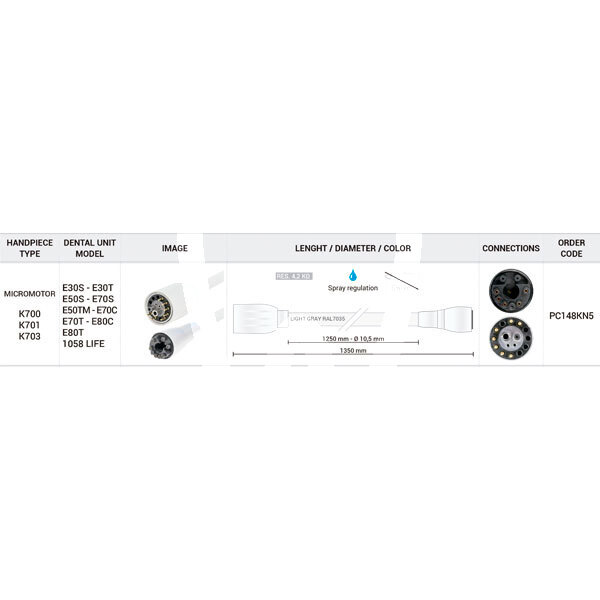 Manguera de 1250 mm para micromotor  k700 kavo con regulacion de spray rotatorio d_devices
