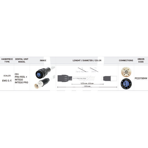Manguera de 1270 mm para scaler ems en equipos sirona rotatorio d_devices