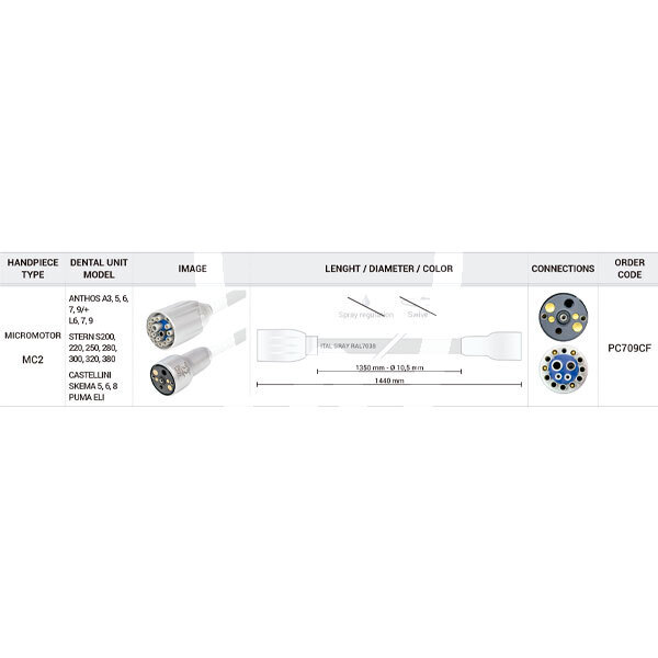 Manguera de  1350 mm para micromotor bien air mc2 en equipos cefla rotatorio d_devices