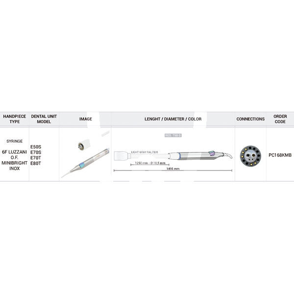 Manguera de 1495 mm y jeringa luzzani minibright de 6 fun. para equipos kavo rotatorio d_devices