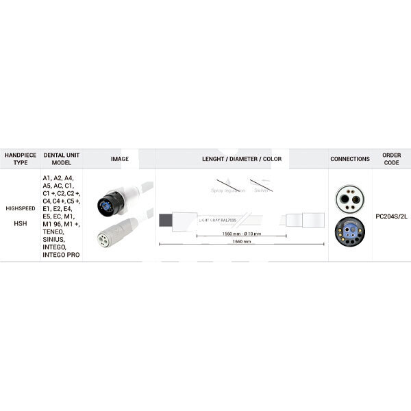 Manguera de  1560 mm para turbina en equipos sirona rotatorio d_devices