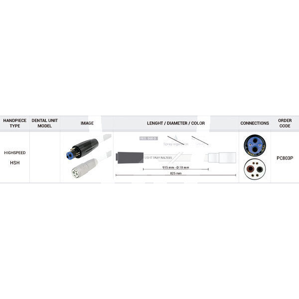 Manguera de 825 mm para turbina en equipos  planmeca 560 ohm rotatorio d_devices