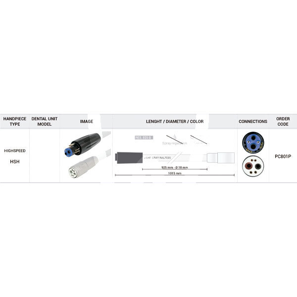 Manguera de 925 mm para turbina en equipos  planmeca 825 ohm rotatorio d_devices