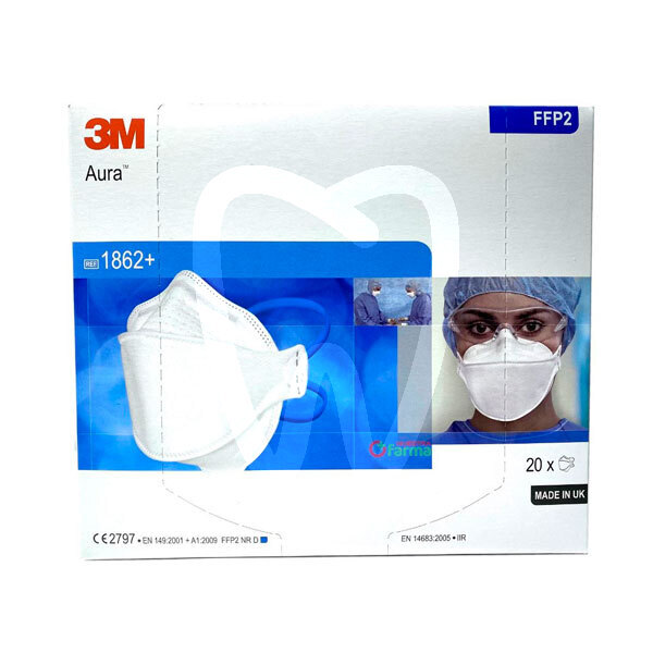Mascarilla alta filtración 3m aura ffp2 1862+ covid 19 solventum (3m)