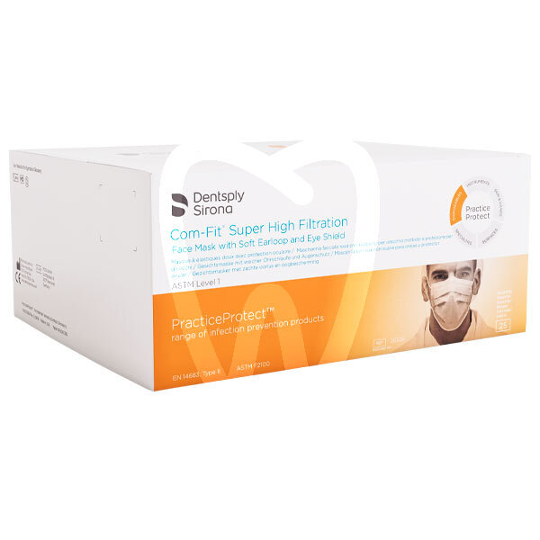 Mascarillas com-fit con pantalla azul desechables dentsply