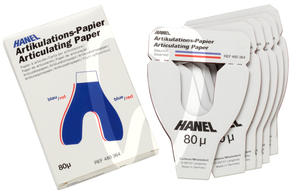 Papel articular herradura rojo-azul 80 micras impresión y prótesis hanel