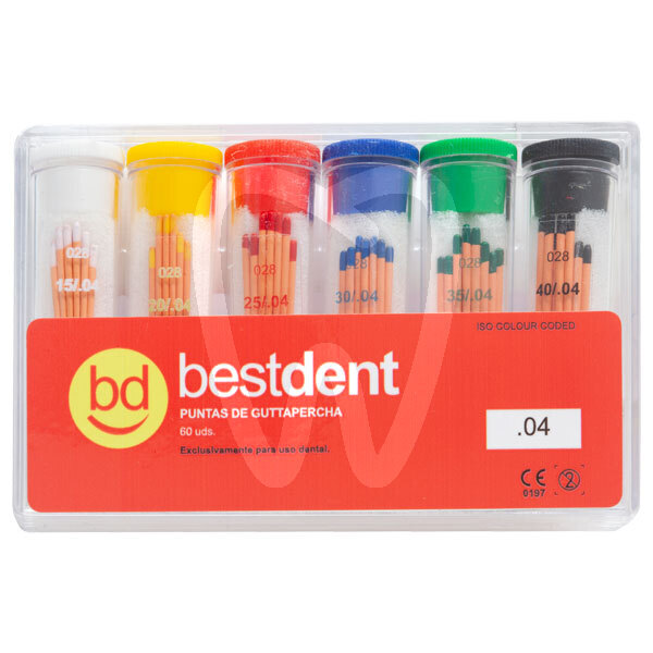 Puntas de guttapercha conicidad 04 y 06 endodoncia bestdent
