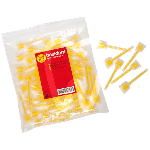 Puntas mezcladoras amarilla 1:1 desechables bestdent