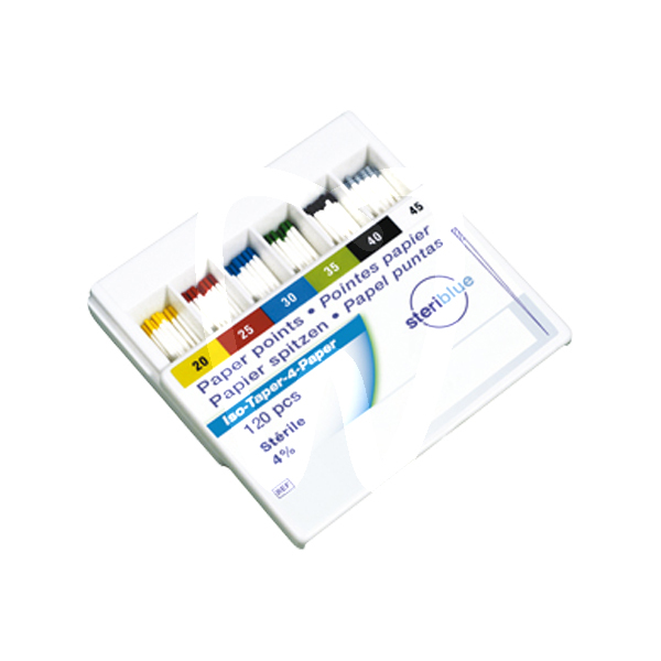 Puntas papel conicidad 4% y 6% endodoncia steriblue