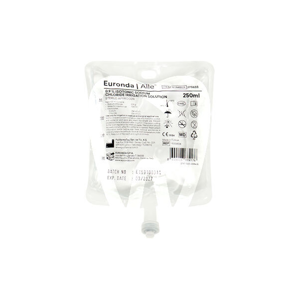 Suero fisiólogico 1/4 litro (20u) desechables alle - euronda