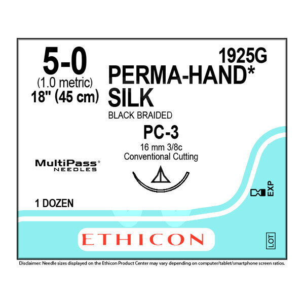 Sutura mersilk 5/0 pc-3 3/8c - 16mm, 45cm 1925g agujas y biomateriales ethicon