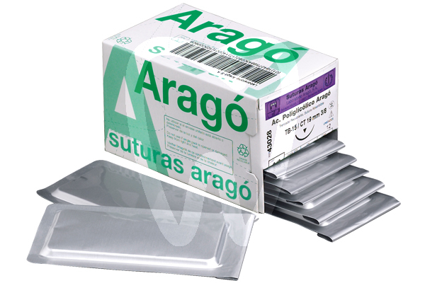 Sutura no absorbibles seda trenzada agujas y biomateriales arago