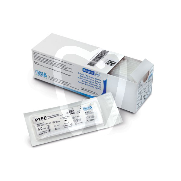 Sutura ptfe 4/0, 75 cm. 16 mm, 3/8 círcu agujas y biomateriales omnia