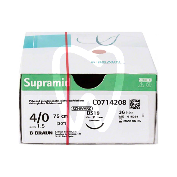 Sutura supramid negra 4/0 75cm ds19 (36u agujas y biomateriales bbraun